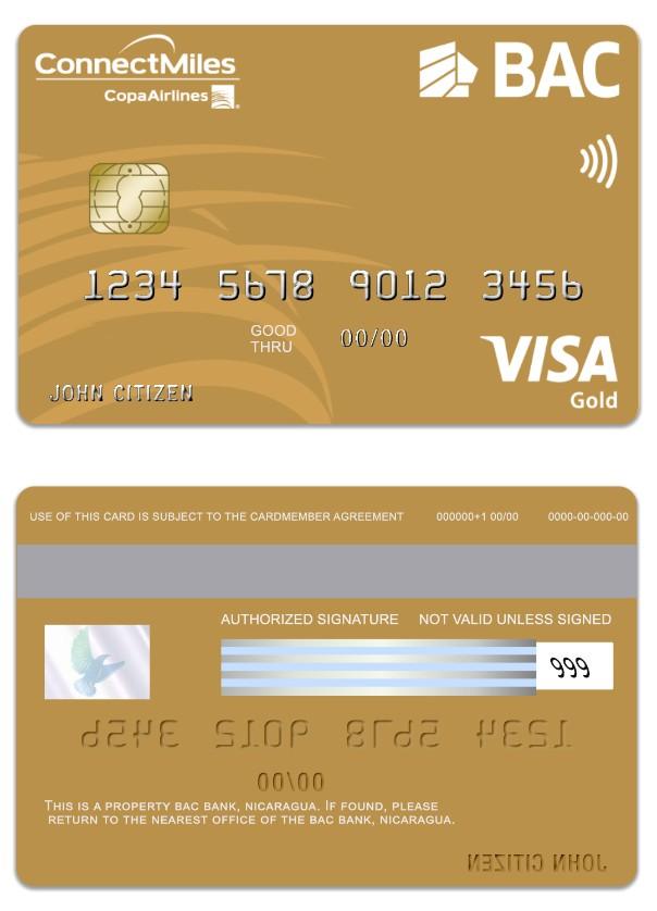 Nicaragua BAC Bank visa gold card
